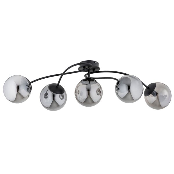 Deckenleuchte 5-flammig Rauchglas Schwarz E14 L:90 cm