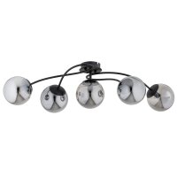 Deckenleuchte 5-flammig Rauchglas Schwarz E14 L:90 cm