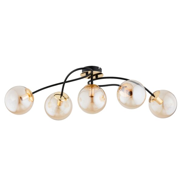 Deckenlampe 5-flammig Glas Schwarz Bernstein E14 30 cm
