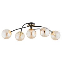 Deckenlampe 5-flammig Glas Schwarz Bernstein E14 30 cm