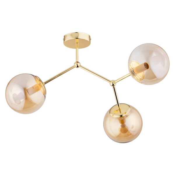 Deckenlampe 3-flammig Glas Gold Bernstein E14 H:37 cm