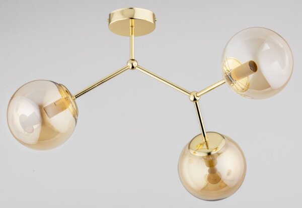 Deckenlampe 3-flammig Glas Gold Bernstein E14 H:37 cm