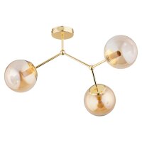 Deckenlampe 3-flammig Glas Gold Bernstein E14 H:37 cm