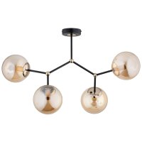 Deckenlampe Metall Glas Schwarz Bernstein E14 L:64 cm