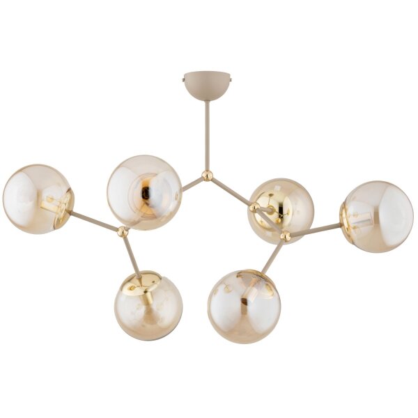 Deckenlampe 6-flammig Glas Bernstein Beige E14 L:76 cm