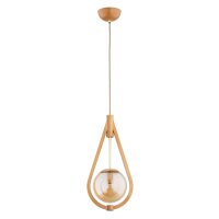 Pendelleuchte Glas Holz Bernstein Natur E14 L:21 cm