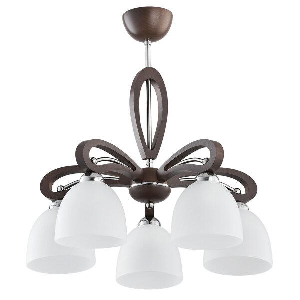 Deckenleuchte 5-flammig Holz Weiß Braun E27 B:48 cm