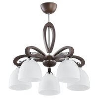 Deckenleuchte 5-flammig Holz Wei&szlig; Braun E27 B:48 cm