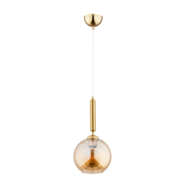 Hängelampe Glas Gold Bernstein E27 L:25 cm wohnlich