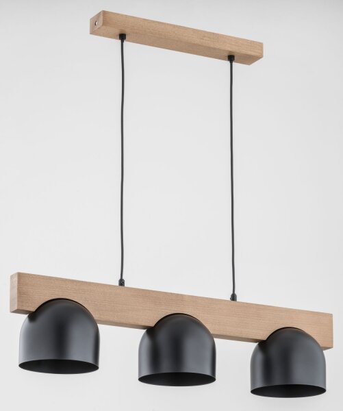 Hängelampe 3-flammig Holz Natur E27 L:70 cm wohnlich