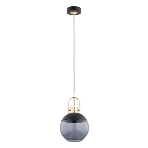 Pendelleuchte Rauchglas Schwarz E27 L:20 cm Modern