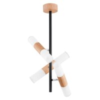 Deckenlampe 6-flammig Holz Wei&szlig; E14 B:20 cm wohnlich