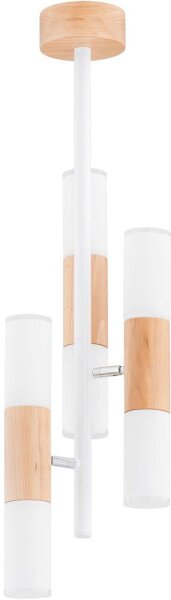 Deckenlampe Holz Metall Weiß E14 H:73 cm Skandinavisch