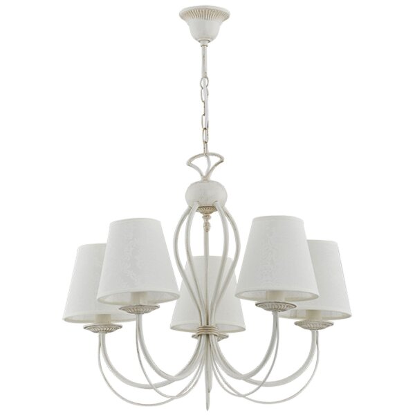 Hängelampe blendarm 5-flammig Stoff Weiß E14 L:50 cm