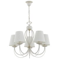 H&auml;ngelampe blendarm 5-flammig Stoff Wei&szlig; E14 L:50 cm