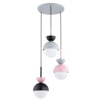 Pendelleuchte Glas Schwarz Grau Pink E14 L:45 cm 3-flmg