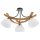 Deckenlampe 3-flammig Holz Glas Weiß Natur E27 44 cm