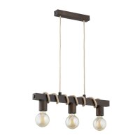 Pendelleuchte 3-flammig Holz Schwarz E27 L:60 cm Skandi