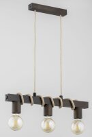 Pendelleuchte 3-flammig Holz Schwarz E27 L:60 cm Skandi
