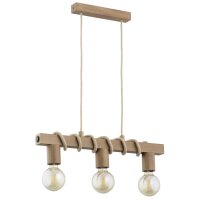 H&auml;ngelampe Holz Skandi 3-flammig E27 L:60 cm dekorativ