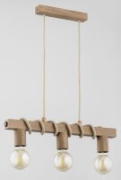 Hängelampe Holz Skandi 3-flammig E27 L:60 cm dekorativ