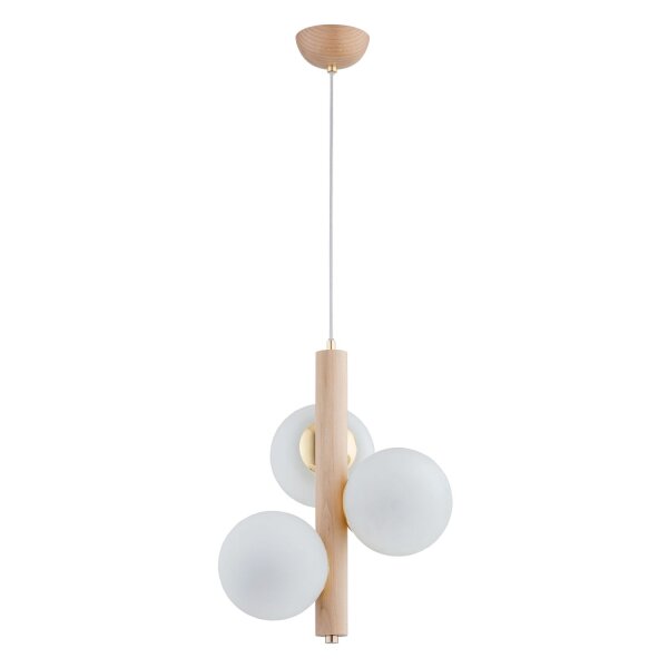 Pendelleuchte 3-flammig Glas Holz E14 L:35 cm Modern