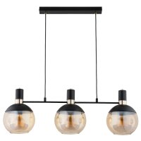 H&auml;ngelampe Glas Schwarz Bernstein 3-flammig E27 L:85 cm