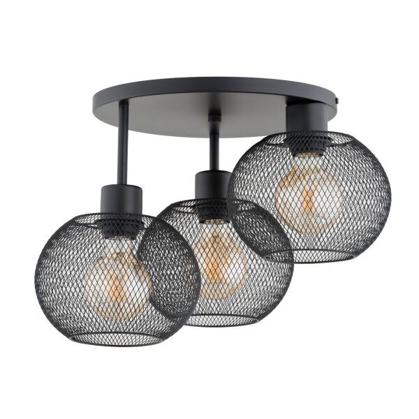 Deckenleuchte 3-flammig Metall Schwarz E27 B:43 cm