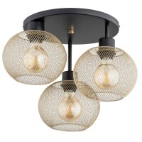 Deckenlampe 3-flammig Metall Schwarz Gold E27 B:43 cm