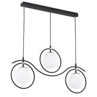 Pendelleuchte 3-flammig Glas Metall Schwarz E14 L:78 cm