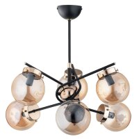 Deckenlampe Schwarz Glas Bernstein E14 B:60 cm 6-flmg