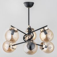 Deckenlampe Schwarz Glas Bernstein E14 B:60 cm 6-flmg