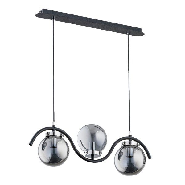 Pendelleuchte 3-flammig Rauchglas Schwarz E14 L:60 cm