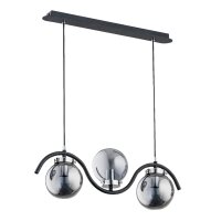 Pendelleuchte 3-flammig Rauchglas Schwarz E14 L:60 cm