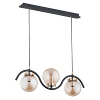 H&auml;ngelampe Glas Schwarz Bernstein 3-flammig E14 L:60 cm