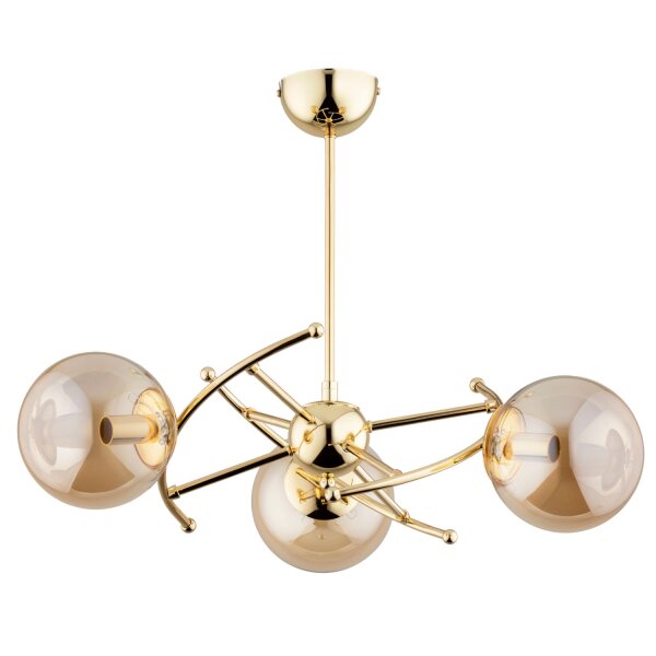 Deckenlampe 3-flammig Glas Gold Bernstein E14 L:49 cm