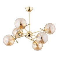 Deckenleuchte 6-flammig Glas Gold Bernstein E14 H:59 cm