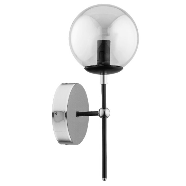 Wandlampe Rauchglas Schwarz E14 B:14 cm dekorativ