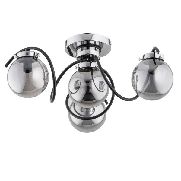 Deckenleuchte 4-flammig Rauchglas Chrom E14 B:52 cm