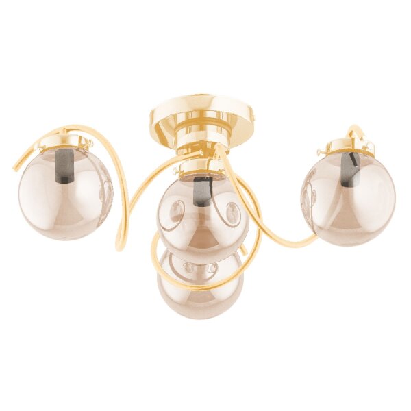 Deckenlampe 4-flammig Glas Gold Bernstein E14 H:23 cm