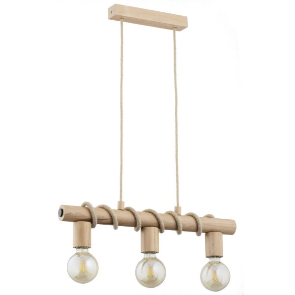 Hängelampe Skandinavisch 3-flammig Holz Natur E27 13 cm