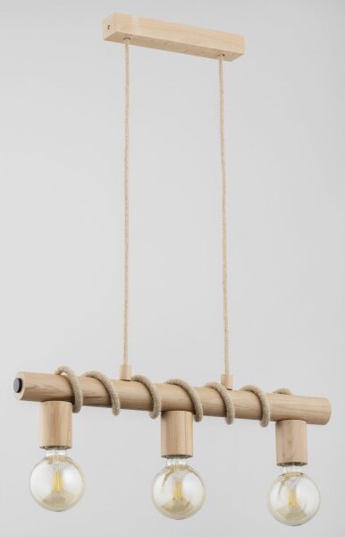 Hängelampe Skandinavisch 3-flammig Holz Natur E27 13 cm