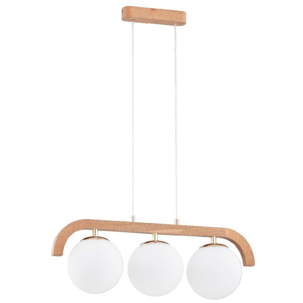 Hängelampe 3-flammig Glas Holz E14 L:58 cm dekorativ