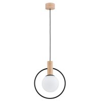 Pendelleuchte Glas Holz E14 L:27,5 cm Modern wohnlich