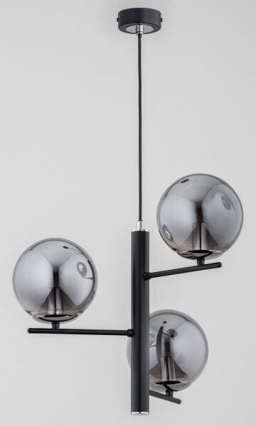 Pendelleuchte 3-flammig Rauchglas Schwarz E14 L:38 cm