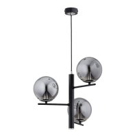 Pendelleuchte 3-flammig Rauchglas Schwarz E14 L:38 cm