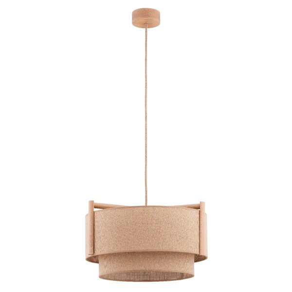 Pendelleuchte Holz Stoff Natur E27 L:47 cm dekorativ