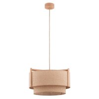 Pendelleuchte Holz Stoff Natur E27 L:47 cm dekorativ