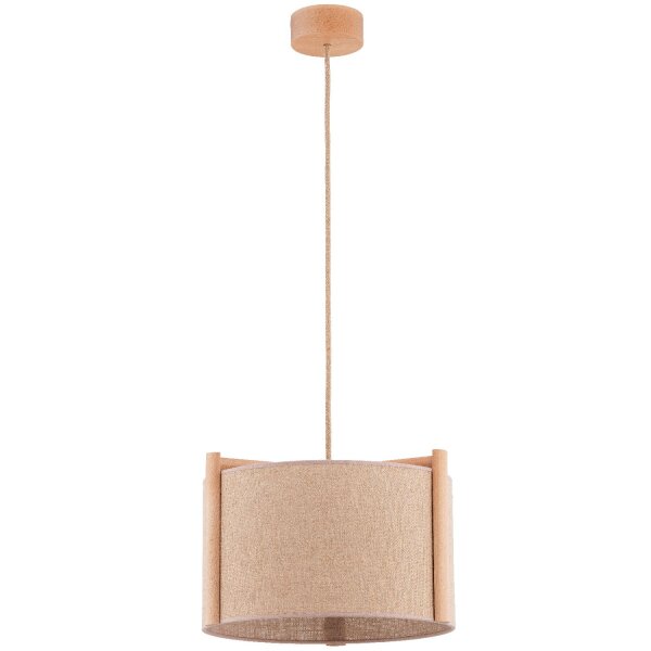 Hängelampe Holz Stoffschirm Natur E27 L:38 cm dekorativ