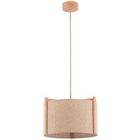 Hängelampe Holz Stoffschirm Natur E27 L:38 cm dekorativ